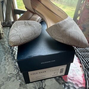 Cole Haan Amalia Skimmer , size 7 , warm grays , leather snake skin